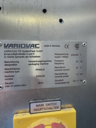 2014 VARIOVAC PRIMUS PW0230