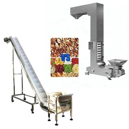 带料斗的不锈钢坚果花生输送机 垂直 Z 型斗式提升机 倾斜皮带输送机