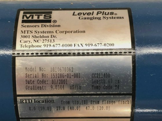 MTS Systems Corporation D810670362 Level