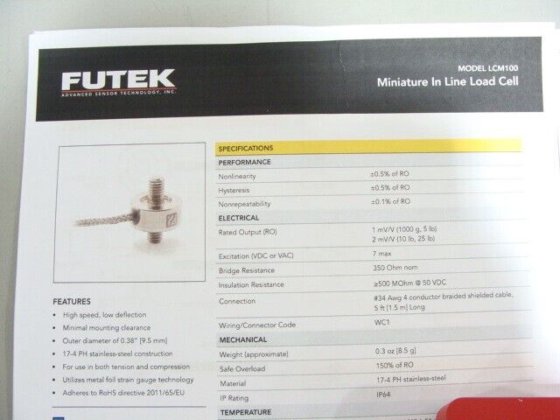 Futek LCM-100 10lb Minatare Load Cell + IAA200 Analog Amplifier ...