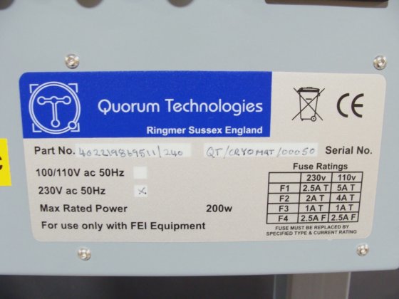 Quorum Cryomat Cryo SEM Sample Preparation Stage Transfer System FEI ...