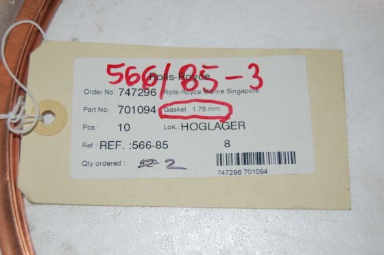 ベルゲン ウルスタイン ロールスロイス ガスケット シリンダーヘッド用