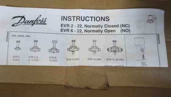 ダンフォス冷凍EVR20コイルを除くソレノイドバルブ7/8''/22ミリメートル