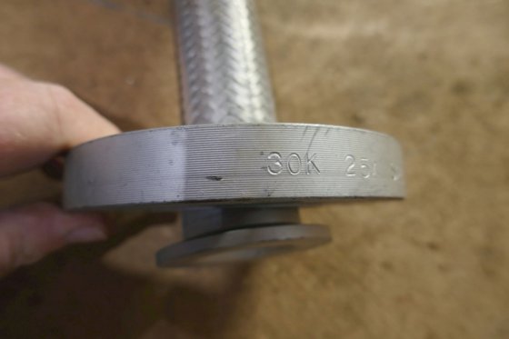 带法兰末端的编织波纹柔性金属软管 1''