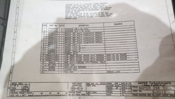 ネピア296ターボチャージャー用工具