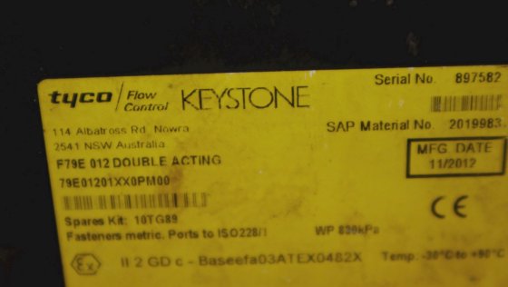 2012 Keystone Tyco 蝶阀气动执行机构 F79E012