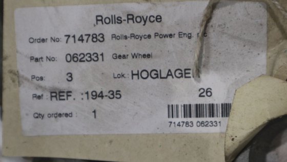 用于贝尔根柴油机的劳斯莱斯齿轮 062331