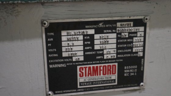 2001 Stamford 电机发电机，旋转变流器