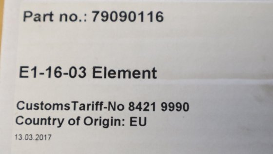 汉吉森滤芯 E1-16-03