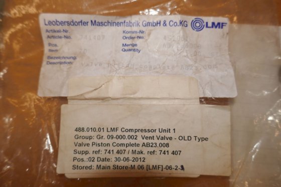 2013 LMF 阀门活塞组件，排气阀。旧型号 741407