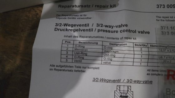 レックスロス圧力制御バルブ修理キット
