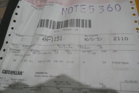 キャタピラー オイルパン ガスケット 4N-1151