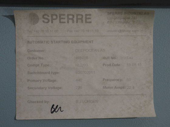 2015 用于 HL2/90 的 Sperre