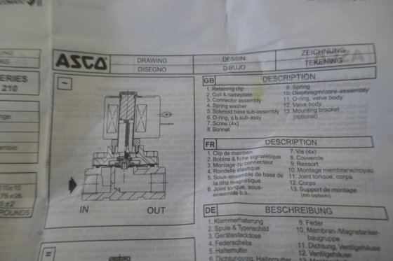 2017 Asco 带电磁阀的阀盖备件包（不含阀体