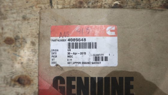 2015 カミンズ アッパーエンジンガスケットセット 4089648