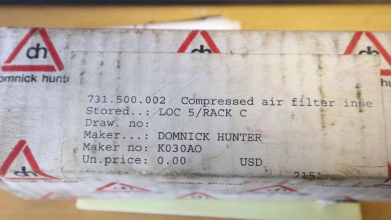 多姆尼克亨特压缩空气过滤器 K030AO