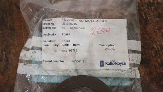 ロールスロイス プロペラボルト用ワッシャー 92765