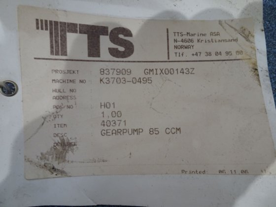 齿轮泵 85 立方厘米