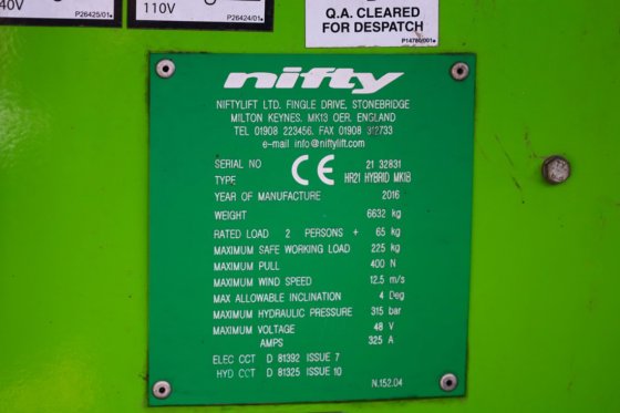 2016 ニフティリフト HR21 ハイブリッド