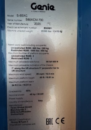 2020 ジーニー S65XC