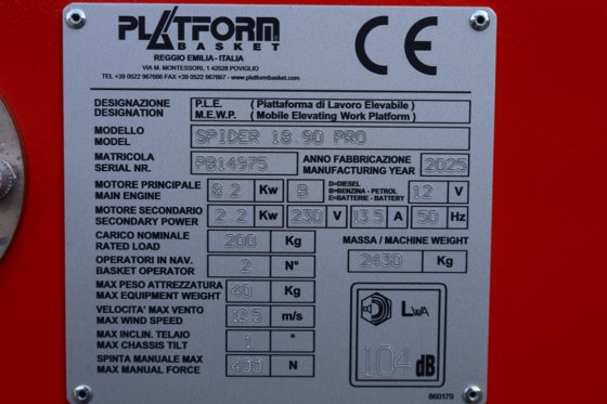 2025 プラットフォーム BASスパイダー 18.90 PRO