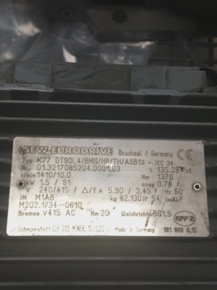 SEW EURODRIVE K77 DT90L4/BMG/HR/TH/ASB13-IEC 34