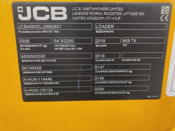 2018 JCB Radlader Typ 409