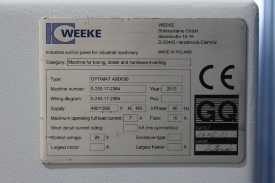 Weeke Optimat ABD050 Boring and