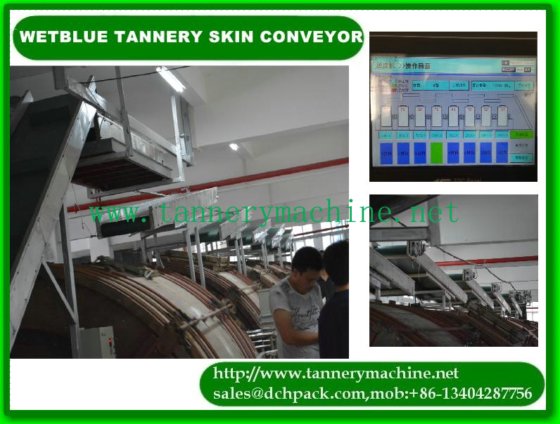 湿蓝皮革皮带或夹具传送机