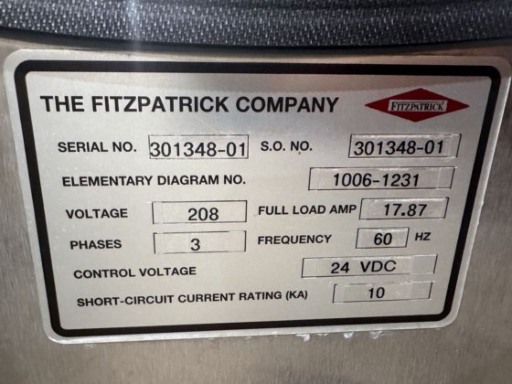 带螺旋给料机的 Fitzpatrick Fitzmill 碾磨机