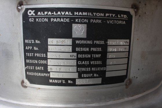 阿法拉伐不锈钢保温压力锥形容器