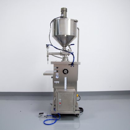 立式气动高粘度加热搅拌固化油、凝胶、粉底霜、口红、蜡、果酱灌装机