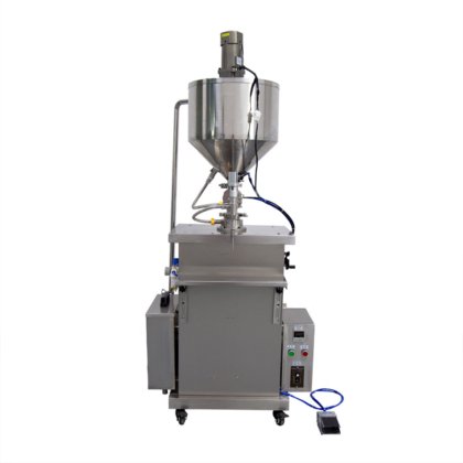 立式气动高粘度加热搅拌固化油、凝胶、粉底霜、口红、蜡、果酱灌装机