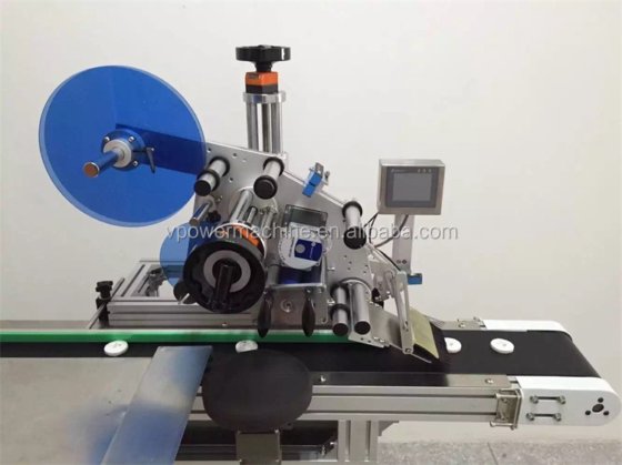 用于扁瓶或方瓶、肥皂的自动容器顶部不干胶贴标机