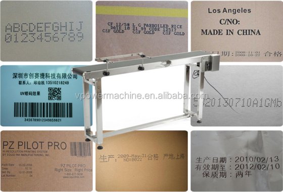 用于日期喷码机的可调节定制尺寸喷码机包装瓶平皮带输送机