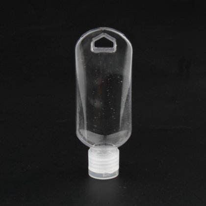 有库存 50 毫升空钥匙圈形塑料便携式免洗洗手液瓶，含 75% 酒精