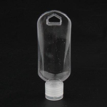 有库存 50 毫升空钥匙圈形塑料便携式免洗洗手液瓶，含 75% 酒精