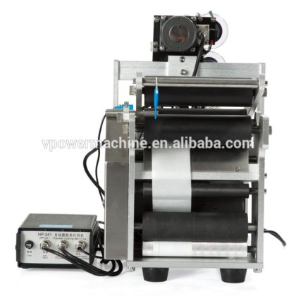 耐用的不锈钢半自动圆形 PET 瓶贴标机,带塑料瓶和塑料罐用日期打印机