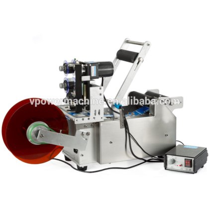 耐用的不锈钢半自动圆形 PET 瓶贴标机,带塑料瓶和塑料罐用日期打印机