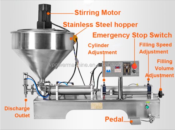 带加热器和搅拌器的半自动高粘度液体蜂蜜棒灌装机