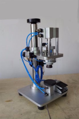 广州工厂气动香水瓶压盖机，台式香水气动压盖机