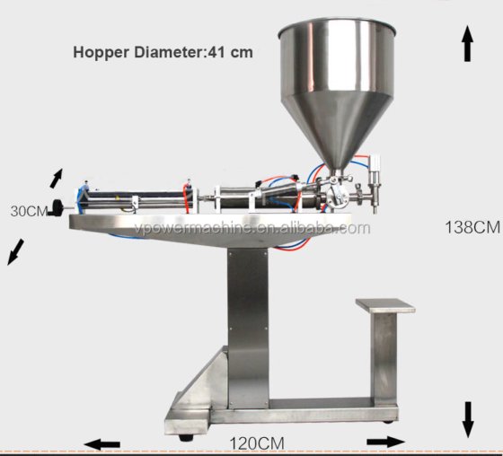 G1WG 半自动立式脚踏单喷嘴膏体灌装机,用于番茄酱、化妆品膏的灌装