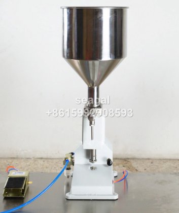 A02 气动踏板式 5-50 ml 手动肥皂液灌装机，小剂量膏体和液体灌装机，活塞式灌装机