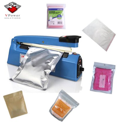 8" 带切割器的手动脉冲封口机 热封塑料聚乙烯手动食品/化妆品袋封口机