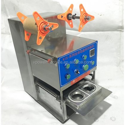 用于冰淇淋、冷饮的全自动定制台式商用电动塑料纸杯泡沫奶茶封口机