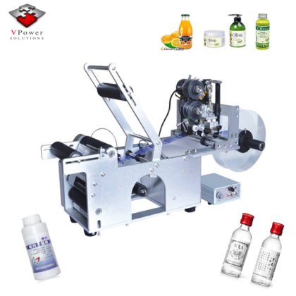 半自动贴标机，适用于不同尺寸的圆形玻璃瓶/塑料瓶，带代码打印机的贴标机