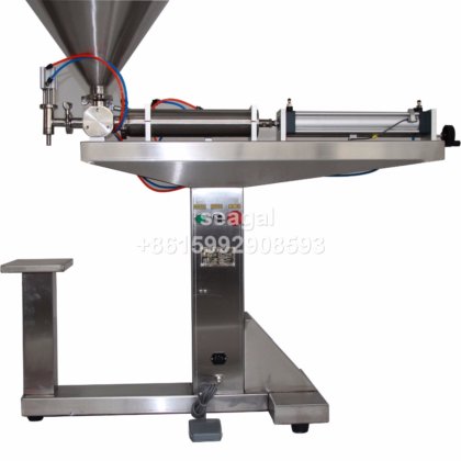 G1WG 半自动立式脚踏单喷嘴膏体灌装机，用于番茄酱、化妆品膏的灌装