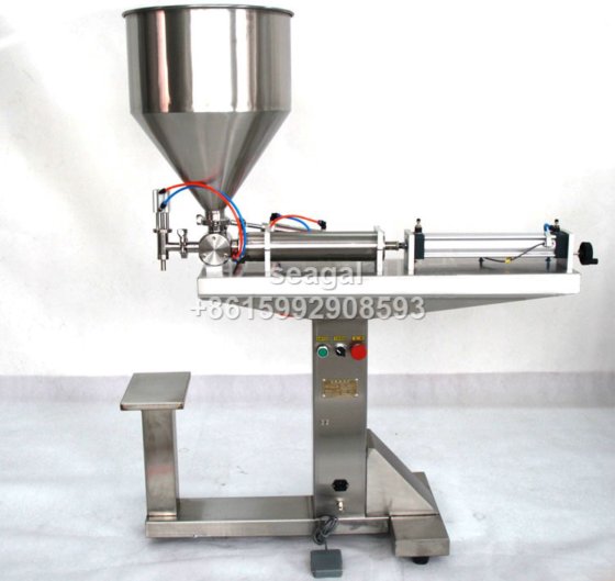 G1WG 半自动立式脚踏单喷嘴膏体灌装机，用于番茄酱、化妆品膏的灌装