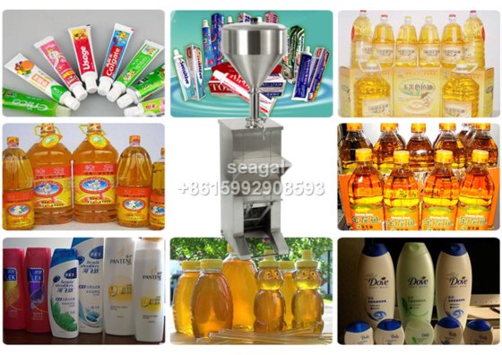 立式气动全自动高粘度膏体灌装机，适用于洗涤剂、洗碗液、洗发水