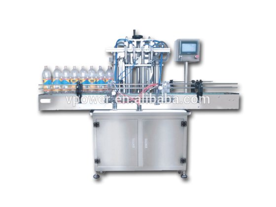 广州工厂生产的自动 4 喷嘴液体灌装机，用于化妆品、水、牛奶、洗发水、油、饮料、酒